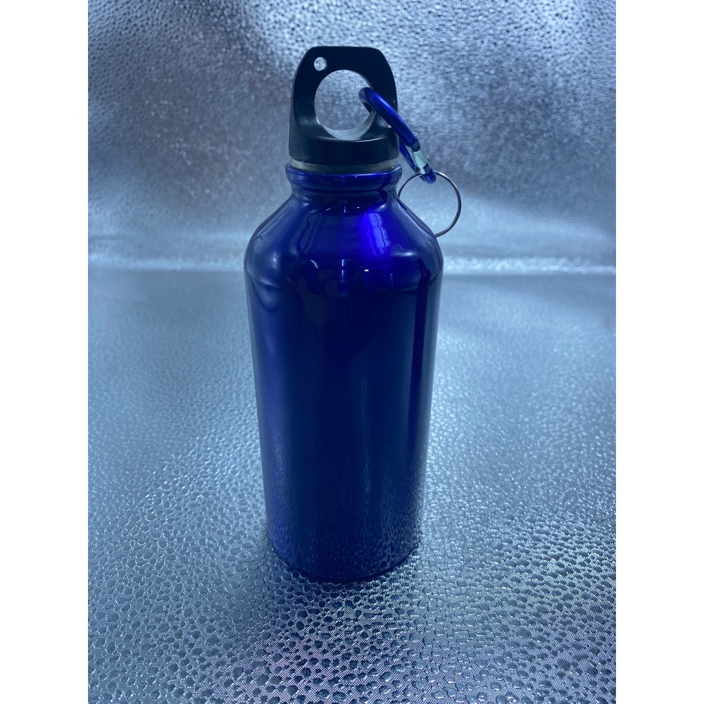 Blue Aluminum Water‎ Bottle with Carabiner Clip Lightweight Reusable Sport Flask